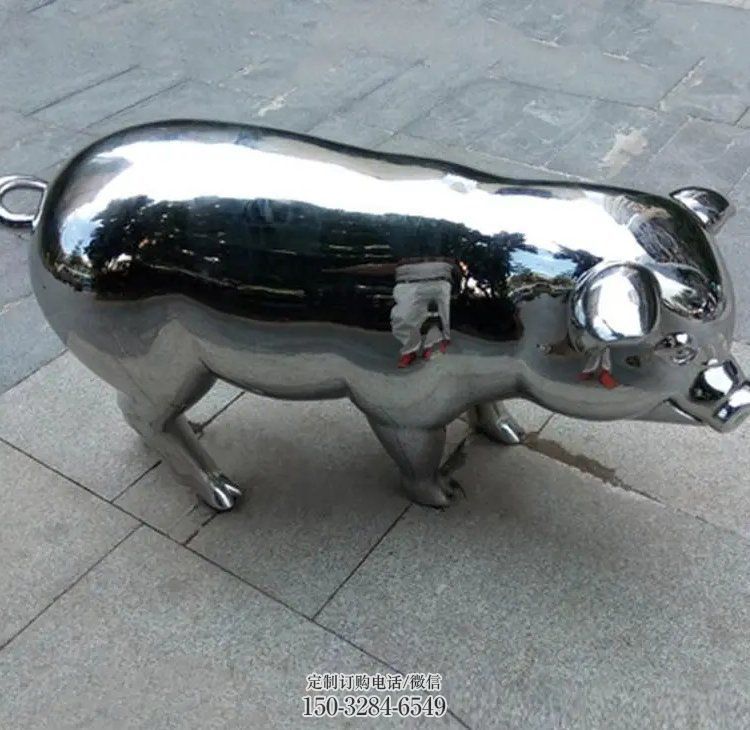 不锈钢猪雕塑厂家,动物景观雕塑,镜面工艺效果 不锈钢猪雕塑厂家,动物景观雕塑,镜面工艺效果